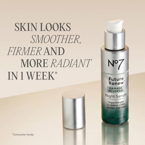 No7 Future Renew Damage Reversal Night Serum Antiaging Peptides Serum For Face Formulated With Hyaluronic Acid And Niacinamide To Help Reverse Visible Signs Of Skin Damage Overnight 0.84 Fl Oz