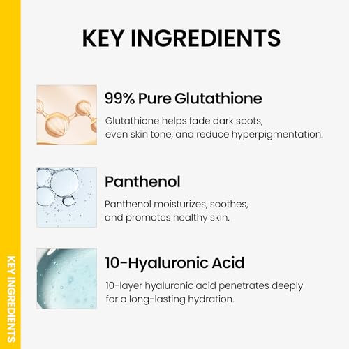 Ongredients Skin Barrier Glow Serum 99% Pure Glutathione Panthenol Hyaluronic Acid Skin Dark Spot Uneven Skin Tone Soothing Dry And Sensitive Skin Korean Skin Care 1.69 Fl. Oz. 50Ml
