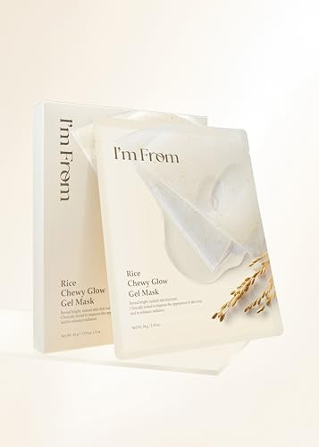IM From IM From Rice Chewy Glow Gel Mask 5 Sheets Korean Hydrogel Sheet Mask With Rice Extract Glow Boosting Deep Hydration Barrier Support And Skin Care 34G