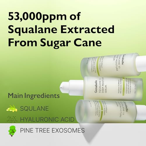 Genabelle Squalane 53 Deep Moisture Serum Hydrating Serum With Plantbased Squalane Pine Exosomes For Longlasting Moisture Skin Barrier And Radiance