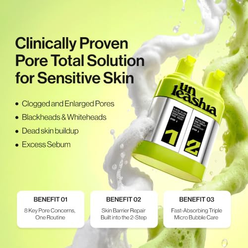 Unleashia 2Step Zero Pore Overnight Bubble Mask8Pore Exfoliant And Barrier Care With Aha Bha Pha Lha Niacinamide Panthenol Ectoin And Ceramide Np Sensitive Skin Korean Skincare 2.71 Fl Oz