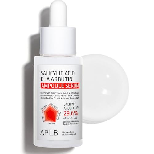 Aplb Salicylic Acid Bha Arbutin Ampoule Serumsalicylic Arbut Cen 29.6% Korean Skincare Acne And Pore Care Long Lasting Moisturizing Revitalize For Gentle And Improve Skin Texture 1.35 Fl.Oz