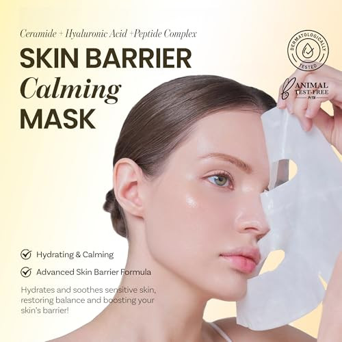 Ongredients Skin Barrier Calming Maskhydrating Daily Face Mask For Sensitive Skinceramide Hyaluronic Acid Peptide Complex Soothing Calmingvegan Korean Skin Care X6Ea 27Ml 0.91 Fl. Oz.