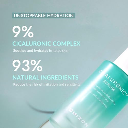 Mizon Cicaluronic Serum soothing Moisturizing Centella Asiatica Hyaluronic Acid Vegan Formula Korean Skincare 1.01 Fl Oz