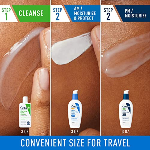 Cerave Skin Care Set Face Wash plus Am And Pm Face Moisturizer Travel Sizeincludes Am Spf Moisturizer Pm Face Lotion And Hydrating Face Wash For A Morning And Night Skincare Routine