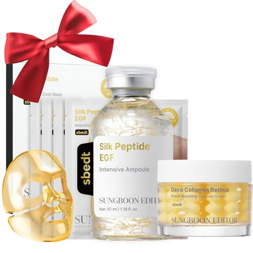 Sungboon Editor Firmlooking And Glow Hometox Trio For Radiant Skin Gold Mask Egf Silk Peptide Ampoule And Collagen Capsule Cream Korean Skincare Set For Women