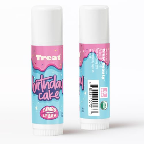 Treat Jumbo Lip Balm Organic And Cruelty .50 Oz Birthday Cake Balm