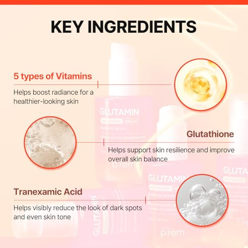 Makep:Rem Make Prem Glutamin Antioxidant Radiance Serum 50Mldark Spot Serum With Glutathione And Vitamins Korean Skin Care 1.69 Fl.Oz.