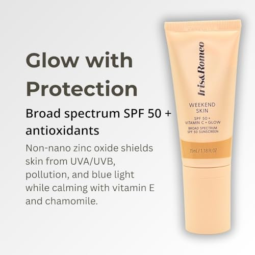 IrisandRomeo Irisandromeo Weekend Skin Spf 50 Instant Glow Tinted Mineral Sunscreen With Vitamin C plus Niacinamide Full Universal Glow Sheer Luminosity 1.18 Oz