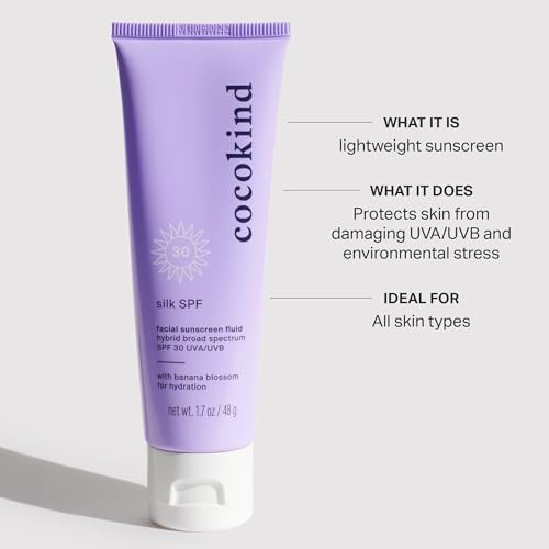 Cocokind Silk Spf Sunscreen Lightweight Sunscreen For Uva And Uvb Protection Broad Spectrum Spf 30 Sensitive Skin Friendly With Zinc Oxide Nongreasy 1.7 Oz