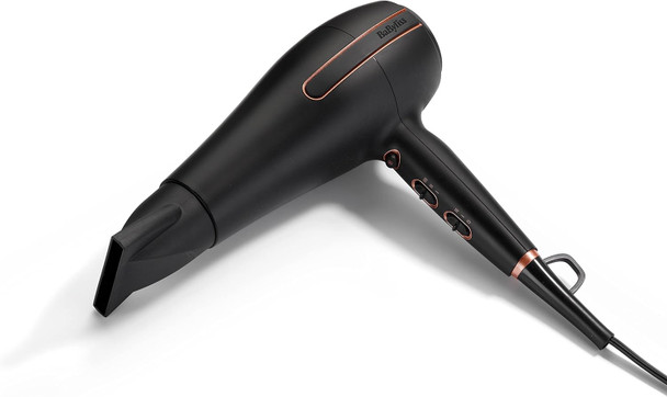 BaByliss Super Power Hair Dryer - Ultra-Fast 2400W Air Flow Ionic Frizz-Control Salon-Grade AC Motor 3 Heat & 2 Speed Settings Black 5240U