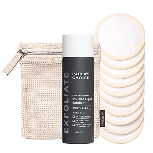 PaulaS Choice PaulaS Choice Skin Perfecting 2% Bha Salicylic Acid Liquid Exfoliant And Reusable Cotton Bamboo Pads Duo For Toner Exfoliants And Makeup Remover Ecofriendly Fragrancefree Set Of 2