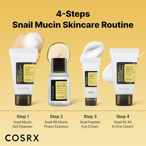 Cosrx All About Snail Mucin Korean Skin Care Set Mini Travel Essentials Travel Size Set With Snail Mucin Face Wash Serum Moisturizer And Eye Cream Rejuvenating Kit Mothers Day Gifts For Mom