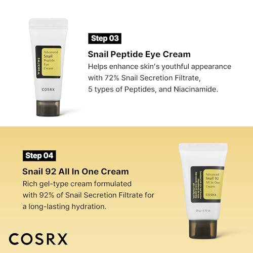 Cosrx All About Snail Mucin Korean Skin Care Set Mini Travel Essentials Travel Size Set With Snail Mucin Face Wash Serum Moisturizer And Eye Cream Rejuvenating Kit Mothers Day Gifts For Mom