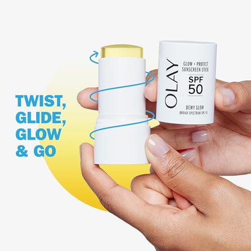 Olay Glow And Protect Spf 50 Face Sunscreen Stick Fragrance Dewy Finish Sunscreen Stick With Spf 50 Broad Spectrum Sunblock For All Skin Types 0.5 Oz 14 G