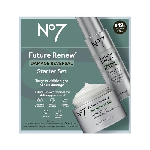 No7 Future Renew Skincare Starter Kit Damage Reversal Serum plus Night Cream Antiaging Skincare Set Targets Visible Signs Of Skin Damage 2 Count
