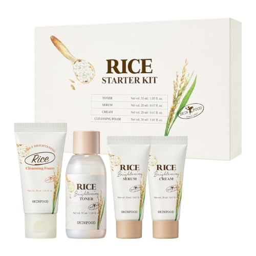 Skinfood 1957 Skinfood Rice Starter Kit Rice Toner Rice Serum Rice Moisturizer And Rice Face Wash For Skin Korean Skin Care Set Travel Size Kit Stocking Stuffers Set For Women Skincare Set