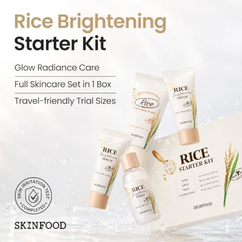 Skinfood 1957 Skinfood Rice Starter Kit Rice Toner Rice Serum Rice Moisturizer And Rice Face Wash For Skin Korean Skin Care Set Travel Size Kit Stocking Stuffers Set For Women Skincare Set