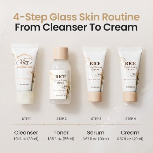 Skinfood 1957 Skinfood Rice Starter Kit Rice Toner Rice Serum Rice Moisturizer And Rice Face Wash For Skin Korean Skin Care Set Travel Size Kit Stocking Stuffers Set For Women Skincare Set