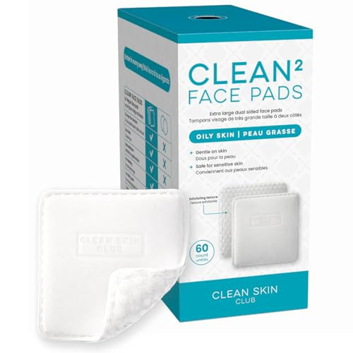 Clean Skin Club Clean Blemish Control Face Pads Extra Large Dualsided Face Pads For Blemishprone Skin 100% Biobased Dermatologist Approved 60 Count