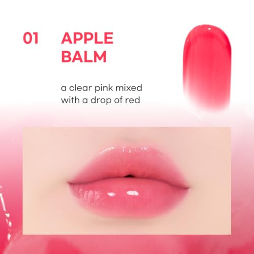 Aou Glowy Chonky Tint Balm 01 Apple Balm With Builtin Silicone Applicator Messfree Hygienic Design Natural Gloss Instant Hydration For Chapped Lips Valentines Day Gifts For Woman 0.12Oz