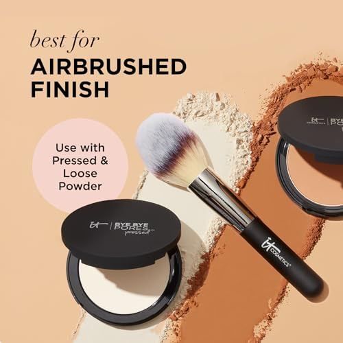 It Cosmetics Face Makeup Brush Bundle For Foundation Concealer Ccplus Cream Pressed plus Loose Powders Includes Complexion Perfection Brush 7 plus Luxe Wand Ball Powder Brush 8 Airbrushed Look