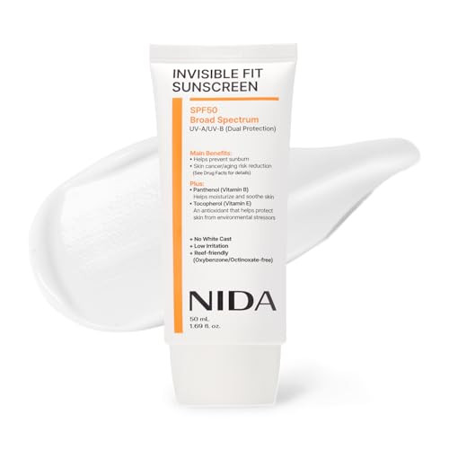 Nida Invisible Fit Sunscreen Spf 50 Broad Spectrum Uva Uvb Protectionno White Cast Low Irritation Hydrating Lotionlike Lightweight Glow Sunscreen For All Skin Types1.69 Fl. Oz. 50Ml