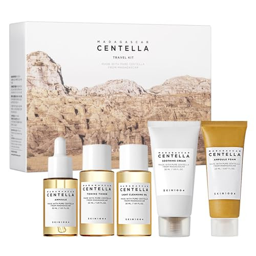 Skin1004 Centella Travel Kit Korean Skin Care Set With Toner Moisturiser Serum Cleansing Oil And Cleanser Travel Size Set With Madagascar Centella Sensitive Skin Perfect For Travel Beauty And Gifts