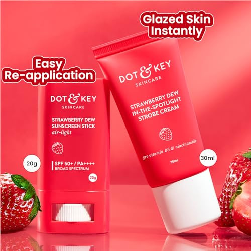 Dot and Key Dot And Key Strawberry Dewy Sunscreen Stick And Strobe Cream All Skinall Skin Combo 2 Items In The Set50 Spf