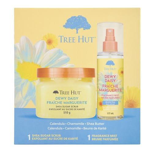 Tree Hut Dewy Daisy Set Scrub And Fragrance Body Mistexfoliating Body Scrub And Nourishing Body Spray Longlasting Scent Self Care Set Vegan