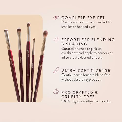 Bk Beauty Brush Set For Hooded Or Smaller Eyes 5Pc Eyeshadow Brush Set For Blending Smudging And Defining Eyeshadow And Eyelinerpremium Eye Makeup Brushes For Precise Application
