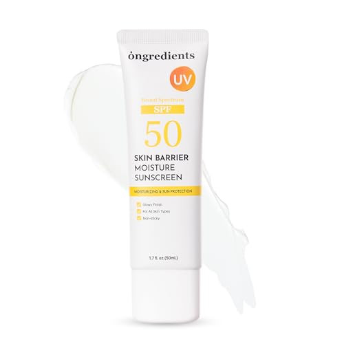 Ongredients Skin Barrier Moisture Sunscreen Broad Spectrum Spf 50 Glowy Finish Nonsticky No White Cast Hydrating Moisturizing Airy Texture Korean Skin Care All Skin Types 1.7 Fl. Oz