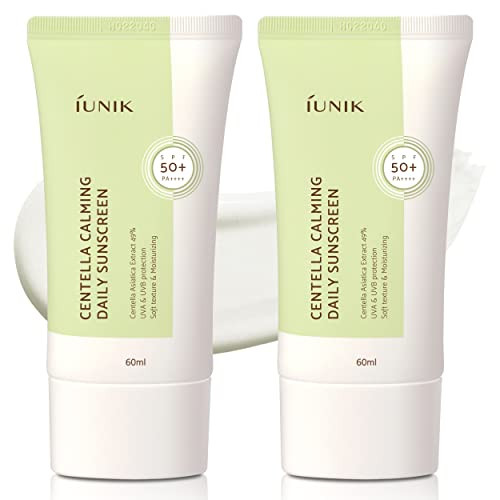 Iunik Centella Calming Moisture Daily Sunscreen Spf 50plus Paplusplusplusplus Matte And No White Cast Centella Asiatica Dry Oily Sensitive Vegan Korean Skincare Pack Of 2