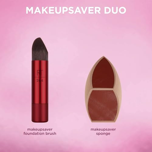 Real Techniques Makeupsaver Duo 2 Piece Set Limited Edition Brush And Makeup Kit For Foundation Stocking Stuffer Vegan And Crueltyfree Makeup Tools