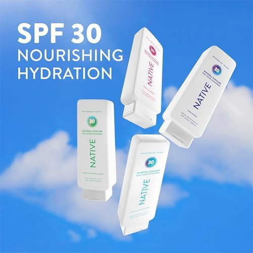 Native Mineral Sunscreen Lotion SPF 30 Pear & Coconut Water Scent with Mineral Zinc Oxide for Face & Body