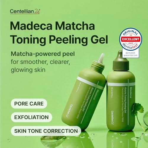 CENTELLIAN 24 Madeca Matcha Toning Peeling Gel - Facial Exfoliator | Facial Exfoliator with Matcha-TECA, Charcoal Capsules and Cellulose for Smooth Texture, Sebum Care and Clarity, 5.07 fl oz