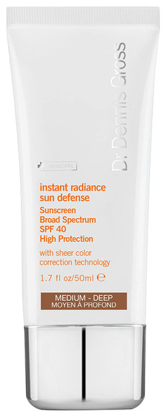Dr. Dennis Gross Skincare Instant Radiance Sun Defense Broad Spectrum SPF 40, Medium/Deep, 1.7 Ounce