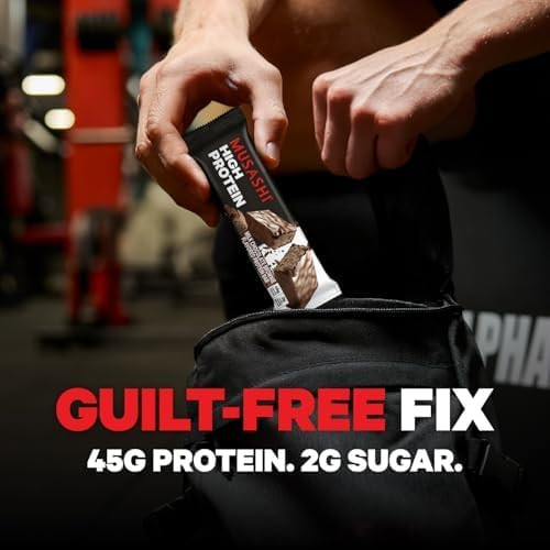 MUSASHI High Protein Bar 45g Protein 2g Total Sugars Post Workout and Protein Snack On The Go 3.2oz (90g) Bars Low Sugar High Protein Snack 12 pack