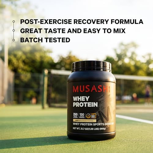 Musashi Whey Protein Powder 25g Protein WPC & WPI Blend 900g | 130 Calories per Serving 900g (1.98 lb) Whey Protein Concentrate (WPC) and Whey Protein Isolate (WPI) Blend