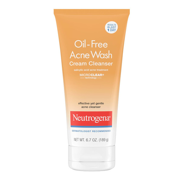 Neutrogena Oil-Free Acne Face Wash Cream Cleanser Daily Facial Cleanser & Acne Treatment