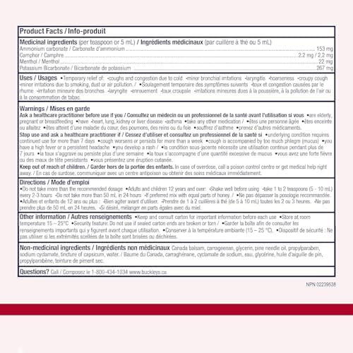 BUCKLEY'S Original COUGH CONGESTION Syrup 100 ml Size