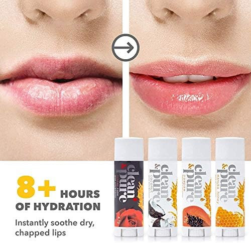 Clean & Pure Lip Balm 4-Pack (Pawpaw) | Lip Care Set With 100% All Natural Beeswax and Vitamin E Oil | Flavored Lip Balm for Dry, Chapped Lips | Made in Australia…