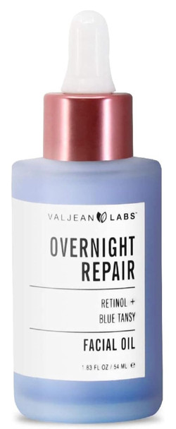 Valjean Labs Overnight Repair Facial Oil | Retinol and Blue Tansy | Helps to Even Skintone, Calm and Soothe Redness (1.83 oz)