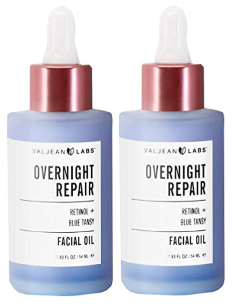 Valjean Labs Overnight Repair Facial Oil | Retinol and Blue Tansy | Helps to Even Skintone, Calm and Soothe Redness (1.83 oz)