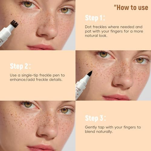 Noerrors Freckle Pen Stamp 2 in 1 for Natural Lifelike Faux Freckle Dual Ended Freckles Stamp and  Precise Pen Waterproof Fake Freckles Stain Marker for Sunkiss Makeup #02 Deep