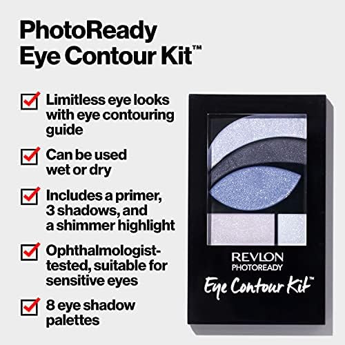 Revlon PhotoReady Eye Contour Kit, Eyeshadow Palette with 5 Wet/Dry Shades & Double-Ended Brush Applicator