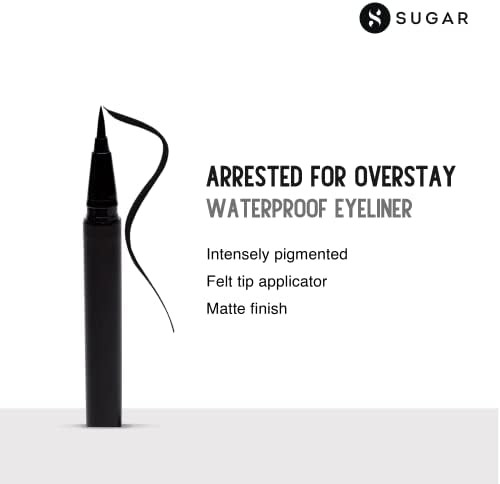 SUGAR Cosmetics Arrested For Overstay Waterproof Eyeliner Matte Finish - 1 count (Pack of 1) 01 I'll Be Black (Black Eyeliner)
