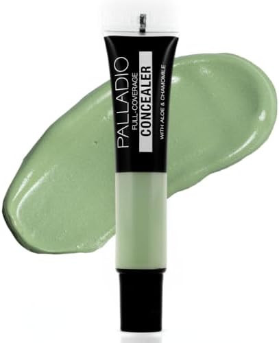 Palladio Full Coverage Concealer - Creamy Face and  Under Eye Formula, Disguises Dark Circles, Blemishes, Fine Lines, Evens Skin Tone (Green Tea)
