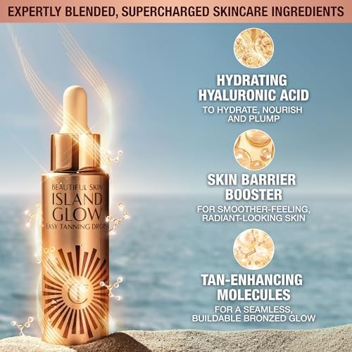 Charlotte Tilbury Beautiful Skin Tanning Drops - Body & Face Bronzing Drops Enriched with Hyaluronic Acid for Long-Lasting Hydration - Leaves Skin with a Natural, Radiant Glow