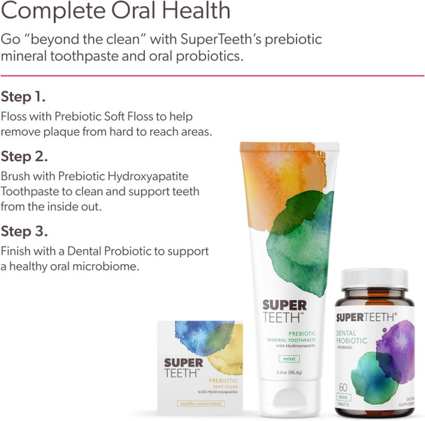 SUPER TEETH Oral Probiotics for Bad Breath and Cavities  Strawberry Flavored  Oral Defense Dental Probiotics with Lactobacillus Reuteri to Support Healthy Teeth and Gums. Kid Friendly Chewable Tablets.